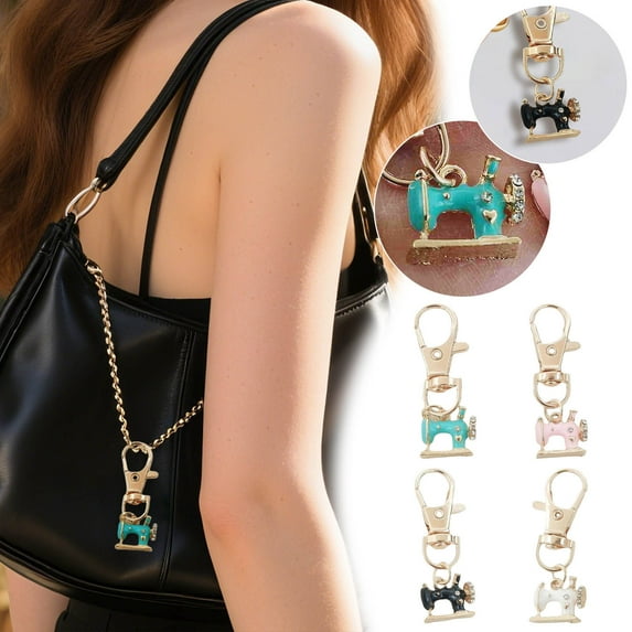 Miniature Metal Sewing Machine Keychain Charm Pendant for and Personal Accessories