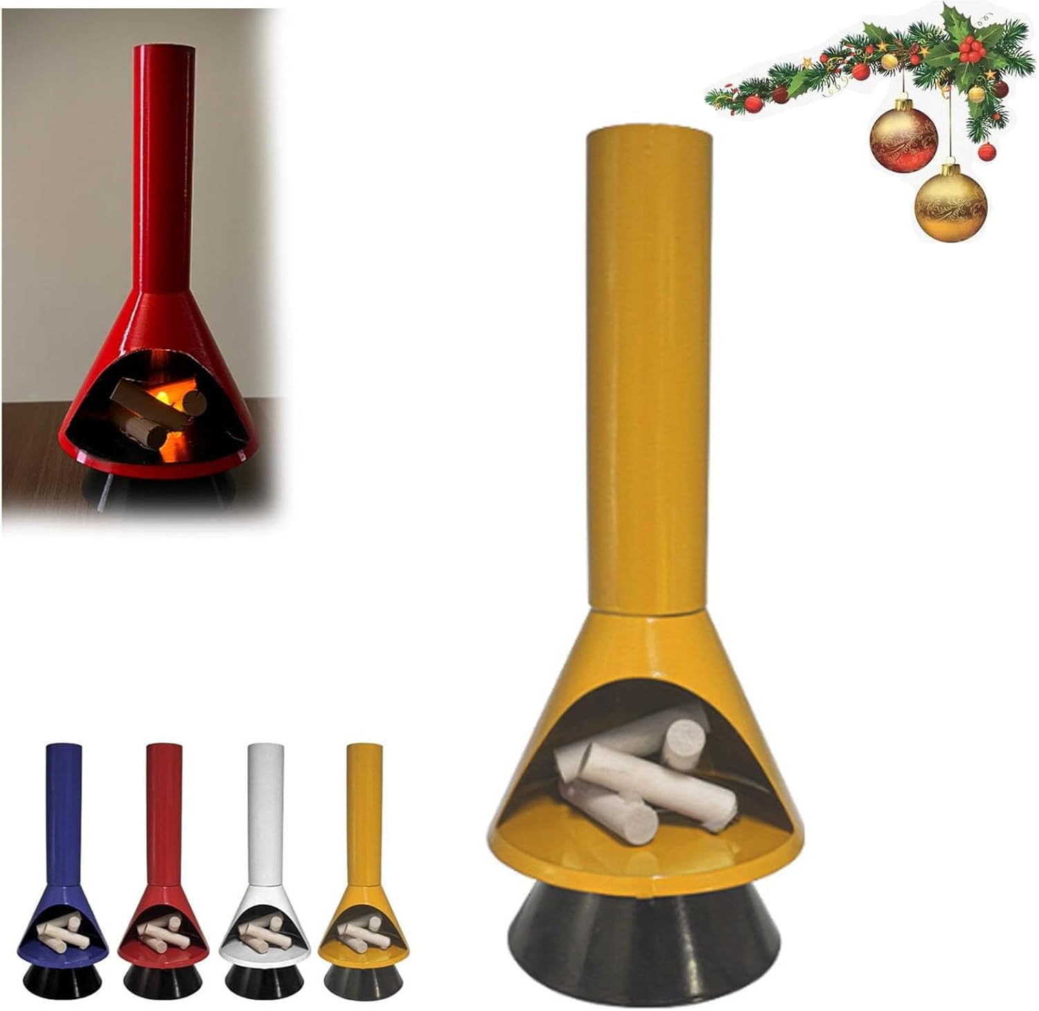 Miniature Mid-Century Modern-Style LED Fireplace, Mini LED Wood Stove ...