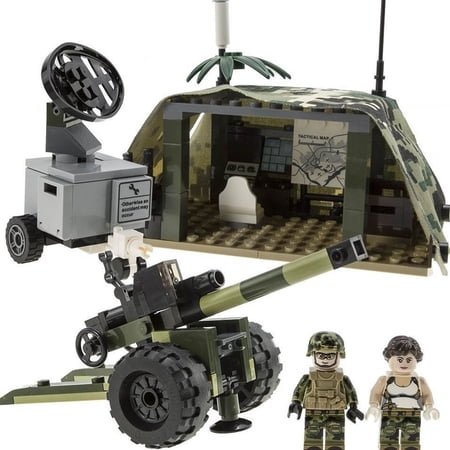 Miniature Military Base Model: Build Your Own Battlefield with Army Command Center, Tent Assembly, and Block Construction