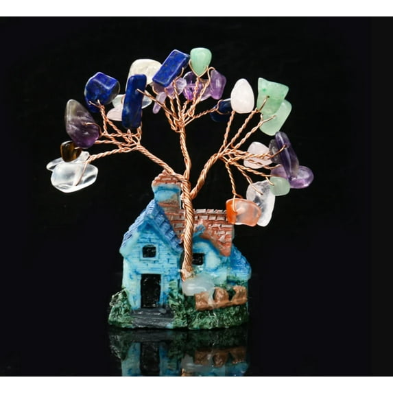 Miniature Mini Crystal Feng Shui Tree Gemstone Chip Crystal Tree Of Life/ Chakra Tree Healing