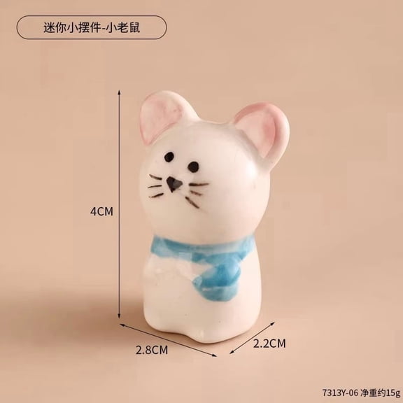 Miniature Miniature Ceramic Mouse Figurine for Office Desk/Home Decor