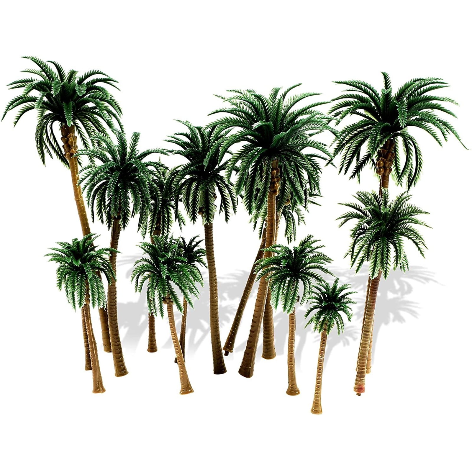 Rainforest Diorama Supplies Model Miniature Forest Plastic Toy Trees Bushes  Coconut Palm Plant Crafts Train Scenery Cedar 18 Set