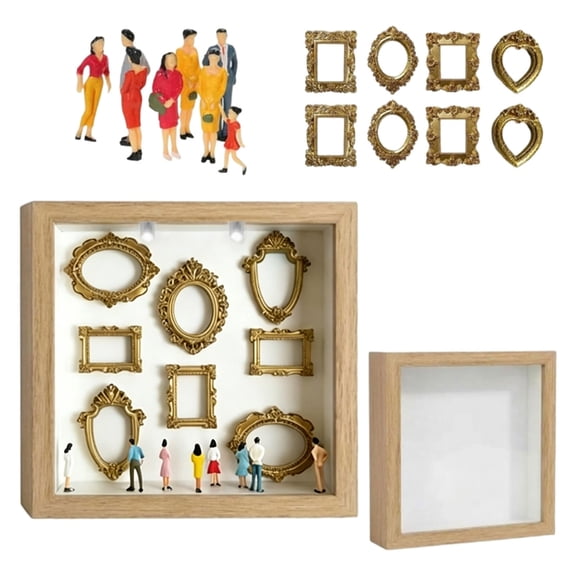 Miniature Museums Silhouetted Box Craft Set for Personalize Home Decors Photo Frame Display Shadows Box with Figurines