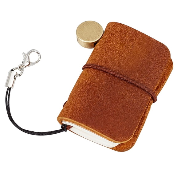 Miniature Notebook 1.9x1.7" Tiny Genuine Leather Journal Bound Blank Paper Handmade Portable Vintage Daily 64 Pages Travel Refill Notepad for Man Women Keychain Gifts Travel Writing
