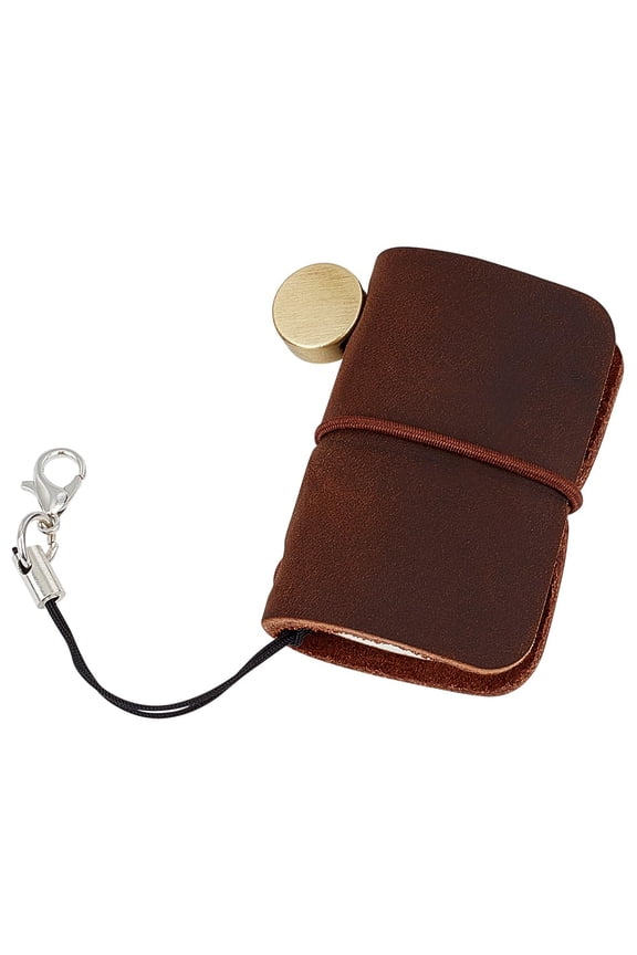 Miniature Notebook 1.9x1.7" Tiny Genuine Leather Journal Bound Blank Paper Handmade Portable Vintage Daily 64 Pages Travel Refill Notepad for Man Women Keychain Gifts Travel