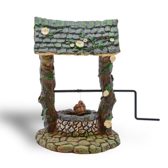 Miniature Wishing Water Well Fairy Garden, Dollhouse Ornament Tiny House Decor