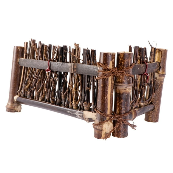 Miniature Ornament Fence Wood Picket Fence for Pot DIY Fairy Project ( Size Brown )