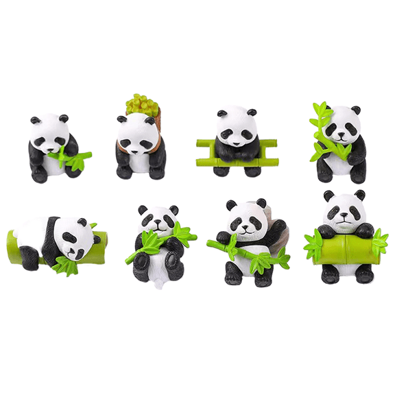 Miniature Panda Figurines Set of 8 Realistic Resin Animal Statues for Desktop Decoration DIY Crafts Collection Display