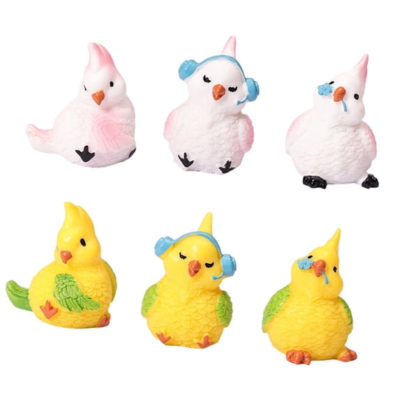Miniature Parrot Statue Garden Decors Resin Parrot Figurine Mini Cake Toppers