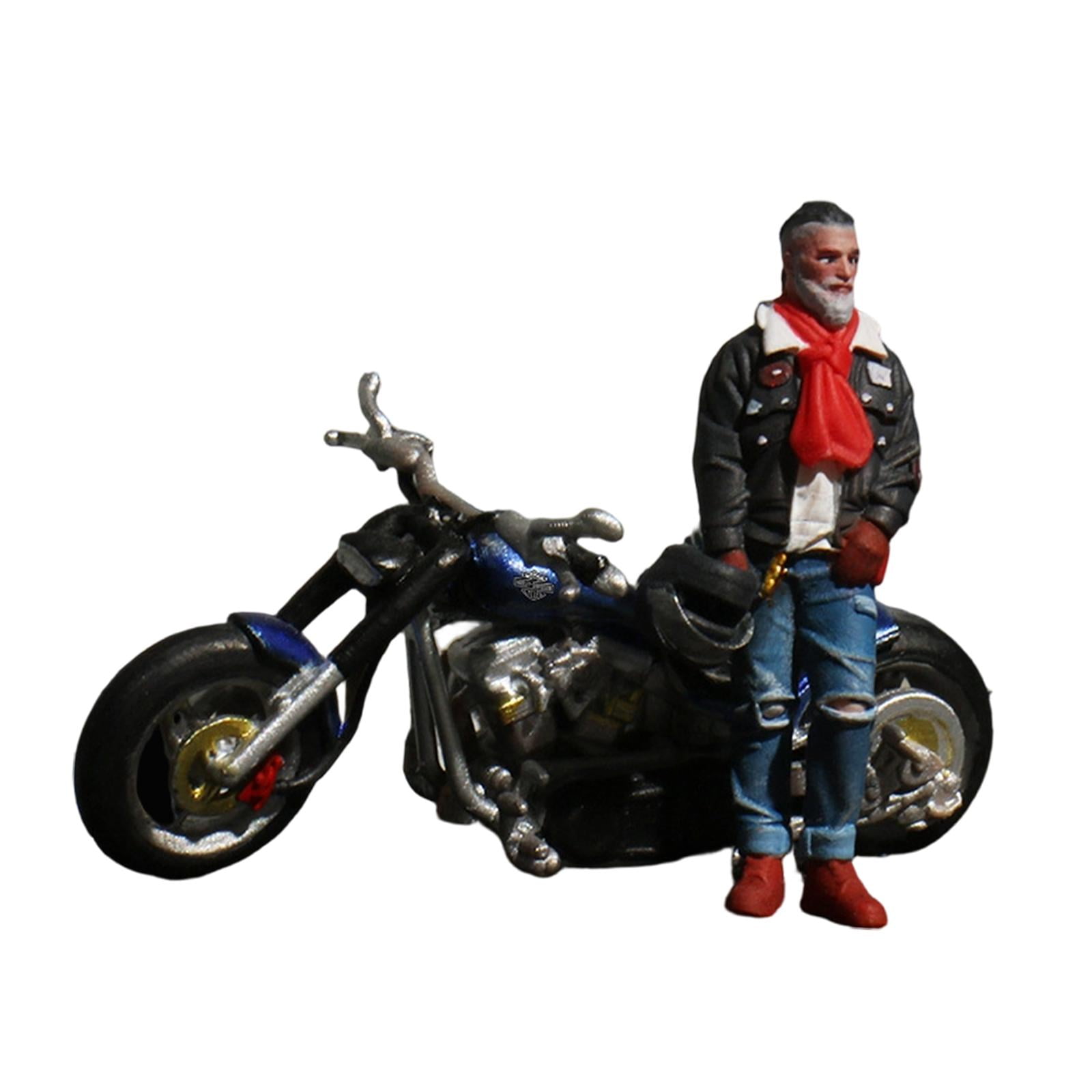 Miniature People Figurine Motorcycle Rider Collection Resin Painted Design for Kids Adults Model Projects