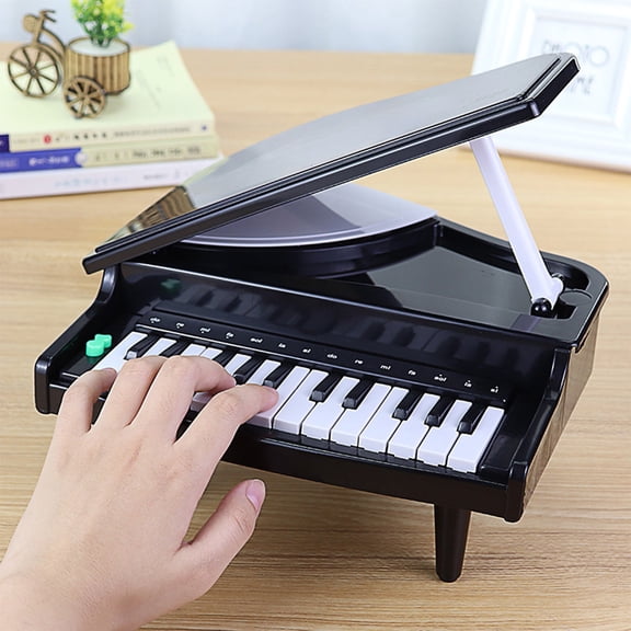 Miniature Piano Music Box with Playable Keys and Light Effects Decorative Electronic Keyboard Ornament for Youngster Enlightenment Musical Learning