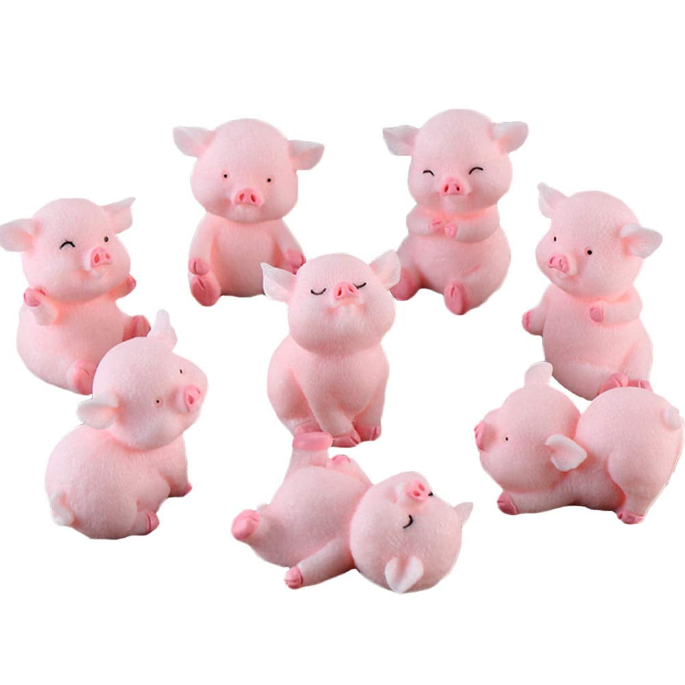 1/2/4PCS bag Kawaii Mini Resin Pig Cartoon Pigs Miniatures