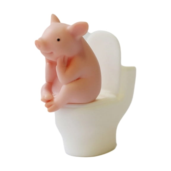 Miniature Pigs Statue Garden Decors Pigs/Frogs Figurine Sculpture Toilet Thinking Pigs Statue Ornament Microlandscape