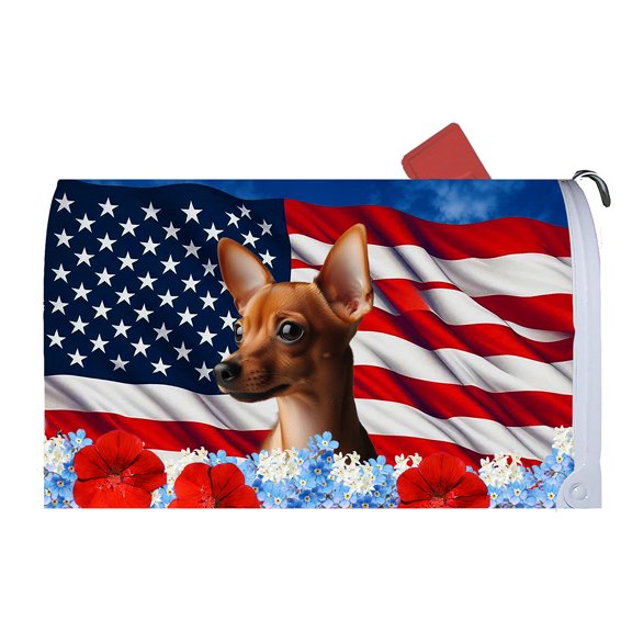 Miniature Pincsher Red Cropped- Best of Breed Patriotic Dog Breed Mail Box Cover