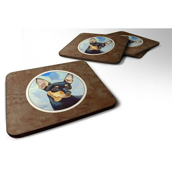 Miniature Pinscher Black & Tan Foam Coaster, Set of 4