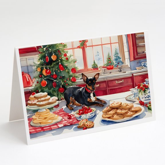 Miniature Pinscher Christmas Cookies Greeting Cards Pack of 8 7 in x 5 in