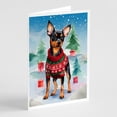 thumbnail image 1 of Miniature Pinscher Christmas Greeting Cards Pack of 8 7 in x 5 in, 1 of 3