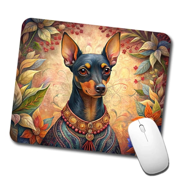 Miniature Pinscher Dog French Bohemian Art Mouse Pad Low Profile Gaming Mat