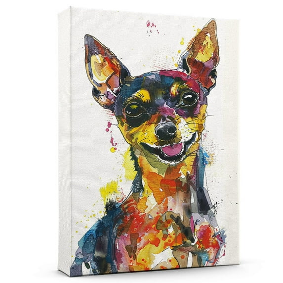 Miniature Pinscher Dog Wall Art Animal Oil Painting On Canvas Poster Dog Watercolor Colorful Cute Dogs Aesthetic Room Decor Canvas Poster Unframe 8x12 inch