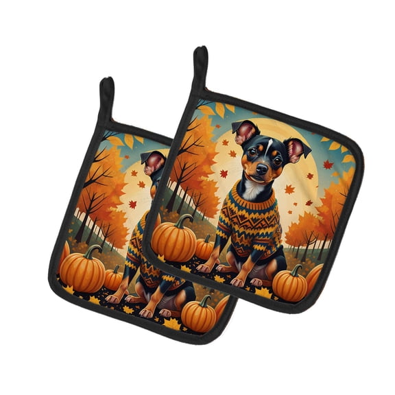 Miniature Pinscher Fall Pair of Pot Holders