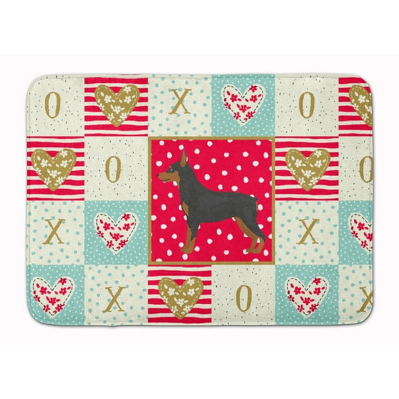 Miniature Pinscher Love Machine Washable Memory Foam Mat Red