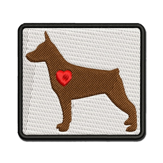 Miniature Pinscher Min Pin Dog with Heart Applique Multi-Color Embroidered Hook & Loop Patch - 3.5 Inch Large