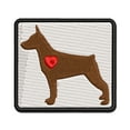 thumbnail image 1 of Miniature Pinscher Min Pin Dog with Heart Applique Multi-Color Embroidered Hook & Loop Patch - 3 Inch Medium, 1 of 5