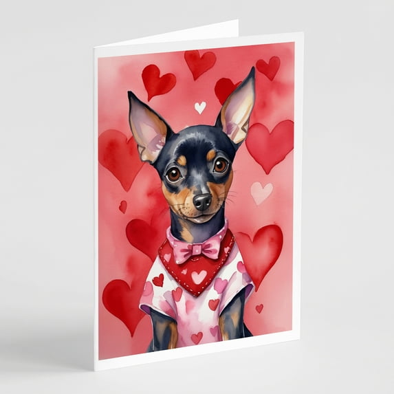 Miniature Pinscher My Valentine Greeting Cards Pack of 8 7 in x 5 in