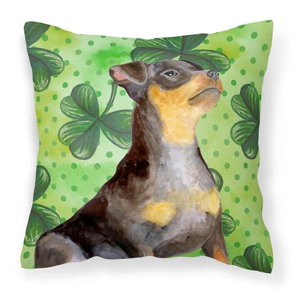 Miniature Pinscher No.2 St.Patricks Fabric Decorative Pillow