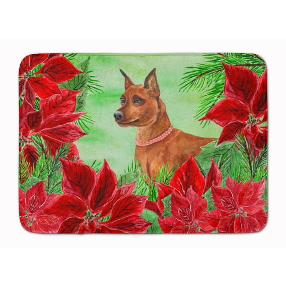 Miniature Pinscher Poinsettas Machine Washable Memory Foam Mat