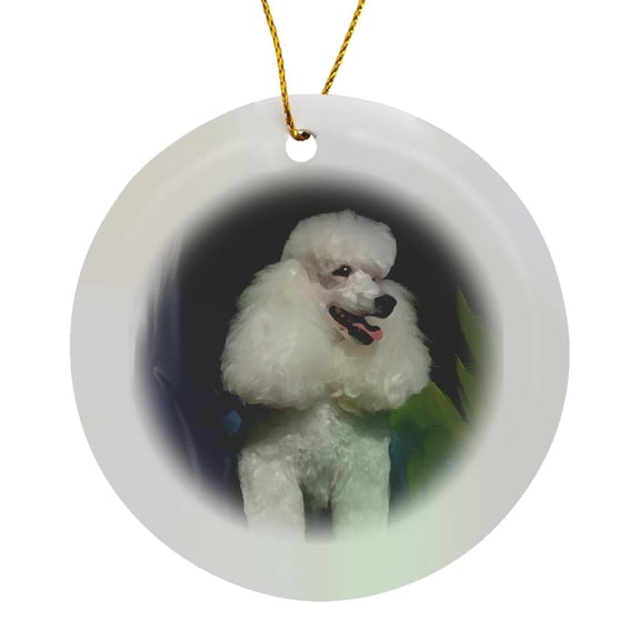 3drose, Miniature Poodle, Circle Porcelain Ornament