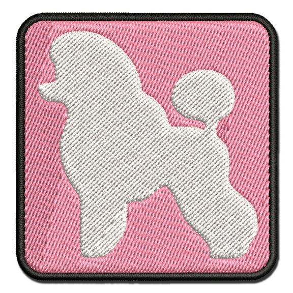 Miniature Poodle Dog Solid Applique Multi-Color Embroidered Hook & Loop Patch - 2.0 Inch Mini