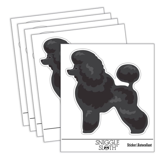 Miniature Poodle Dog Solid Car Window Bumper Water Bottle Phone Tablet Laptop Waterproof Vinyl Decal Sticker Set 5-Pack - Gloss Finish - 3.0"