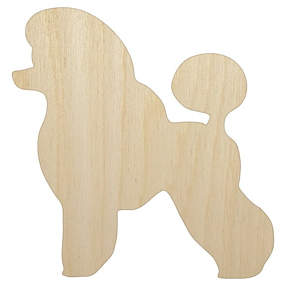 Miniature Poodle Dog Solid Wood Shape Unfinished Piece Cutout Craft DIY Projects - 6.25 Inch Size - 1/4 Inch Thick