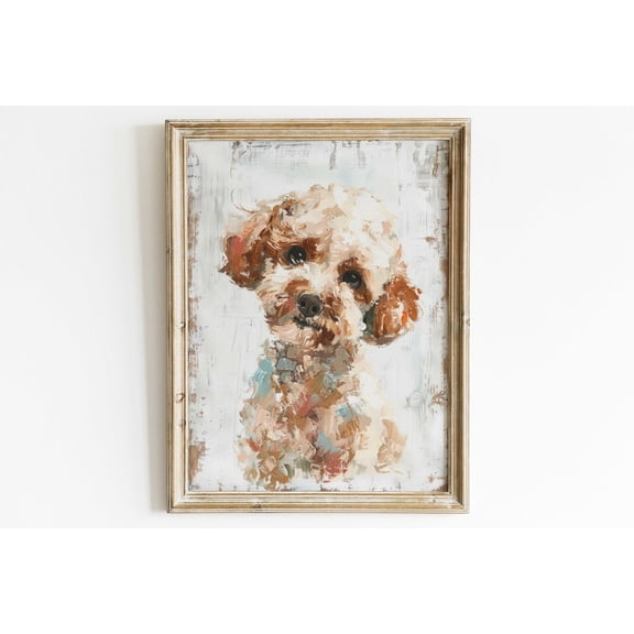 Miniature Poodle Poster Dog Portrait Vintage Poodle Art, Unframed Canvas 8x10in