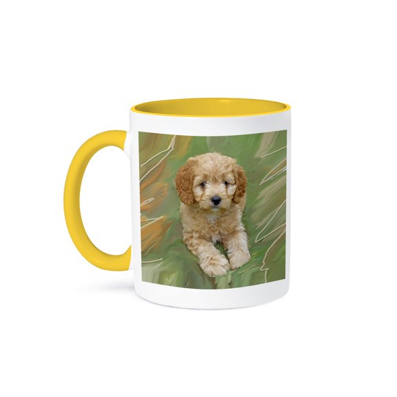 3dRose, Miniature Poodle Puppy, 11oz Two-Tone Yellow Mug