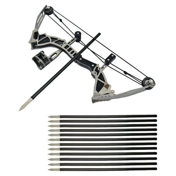Miniature Pulley Composite Bow & Arrow Set - Pocket-Sized Shooting & Target Practice with 12 Steel Arrows, Precision Aiming, High-Durability Archery Experience for Adults