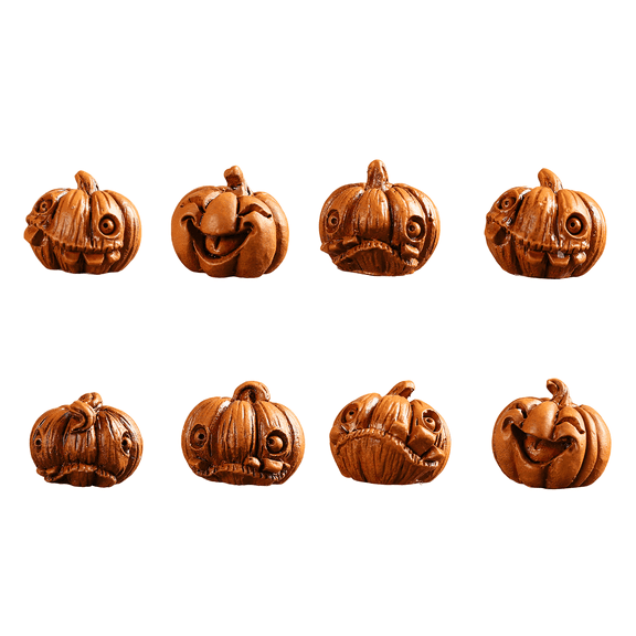 Miniature Pumpkin Figurines Set for Halloween Scene Decoration Resin Micro Landscape Props for Room Script Game Tabletop Display