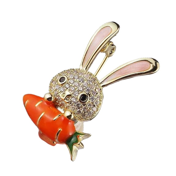 Miniature Rabbit Brooch Unique Cartoon Alloy Rhinestones Accent Fashion Accessory