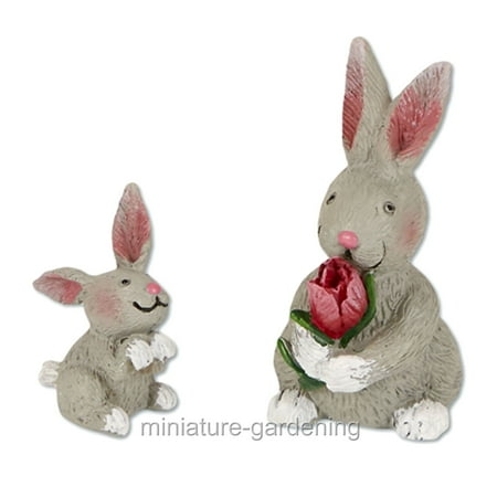 Miniature Rabbit Family, 2 Piece Set for Miniature Garden, Fairy Garden