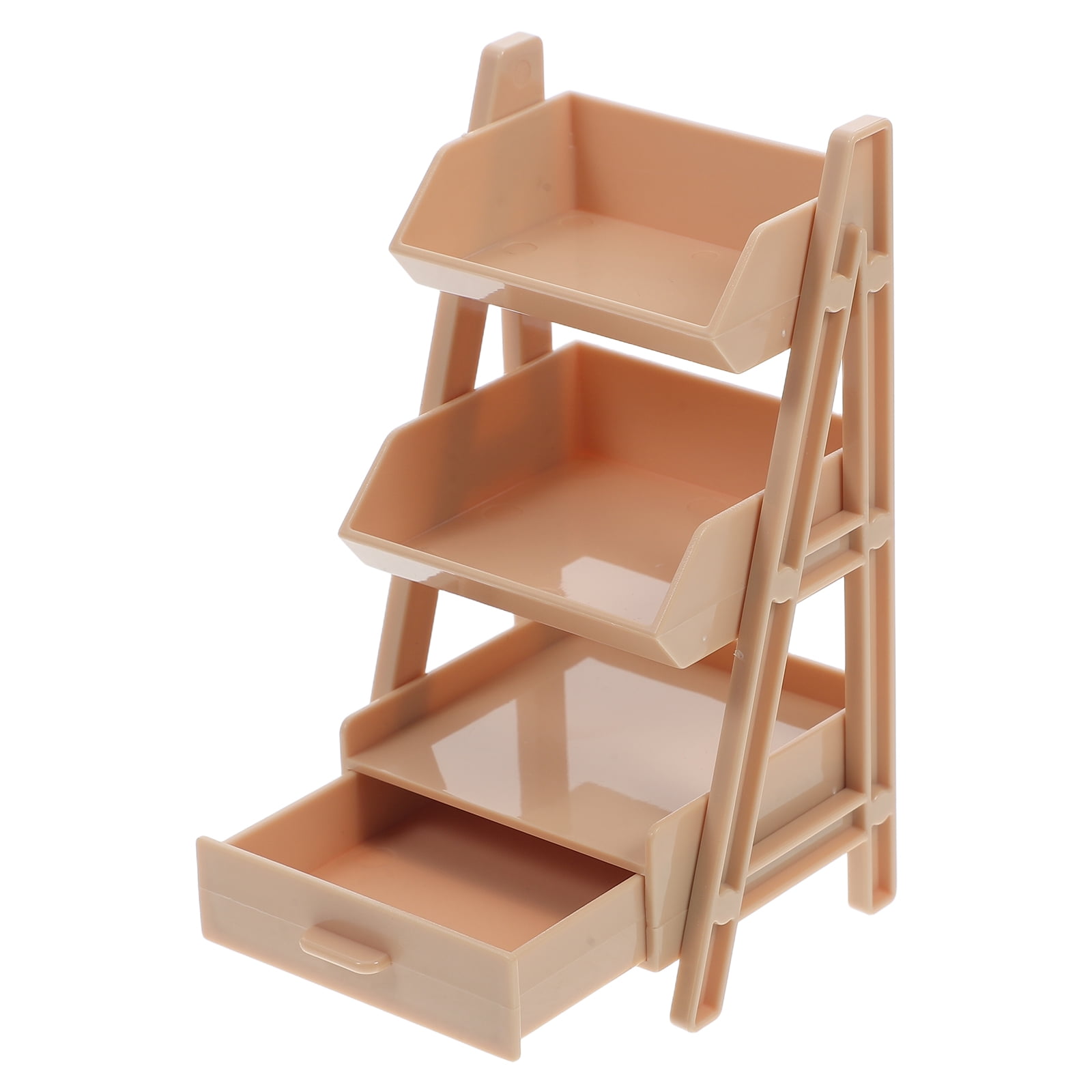 Miniature Rack Kids Bookshelf Doll Furniture Bookcase Child Khaki ...