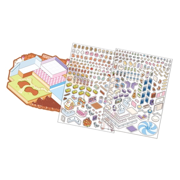 Miniature Rainbow Chocolate Factory Sticker Cartoon Scenery Sticker for Scrapbooking Journal Notebook Photo Album