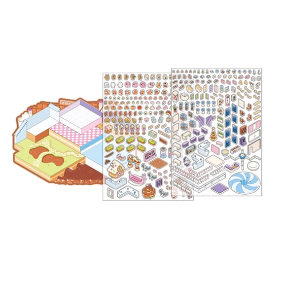 Miniature Rainbow Land Chocolate Factory Sticker Cartoon Scenery Sticker