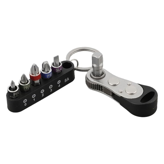 Miniature Ratcheting Screwdriver With Multiple Bit Set Heavy Duty Steel Build Ergonomic Grip For Mechanics And Home Repa