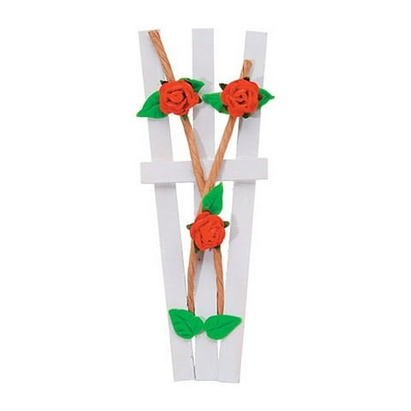 Miniature - Red Rose Garden Trellis - 4 Inches