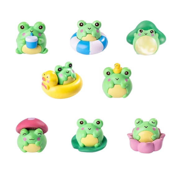 Miniature Resin Frog Statues 8Pcs For Creative Garden Home Tabletop Decorative Accent