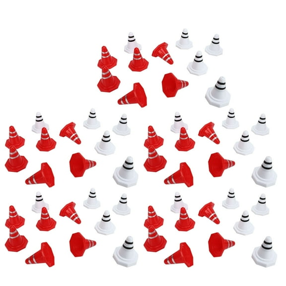 Miniature Road Hazard Sign Traffic Road Cones,60 Pcs Traffic Cones Toys Red White Mini Traffic Cones Miniature Lifelike Road Block for Soccer Training RC Car Gaming Cones Model