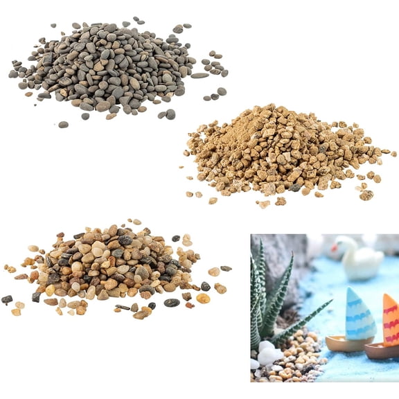 Miniature Rock Pebble Basing Kit Tabletop Layout Terrain Scenery Landscape Model Railroad Sand Table Material, Pack of 3