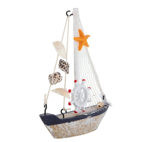 Miniature Sailboat Model Decor Coastal Beach Themed Ornaments Nautical Sailboat Figurines Coastal Sea Ocean Theme Statue For Bathroom Home Office Style 2
