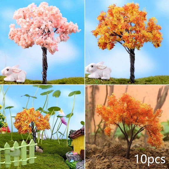 Miniature Sakura Tree Plants Fairy Garden Accessories Dollhouse Ornament Miniature Cherry Tree Smile Home
